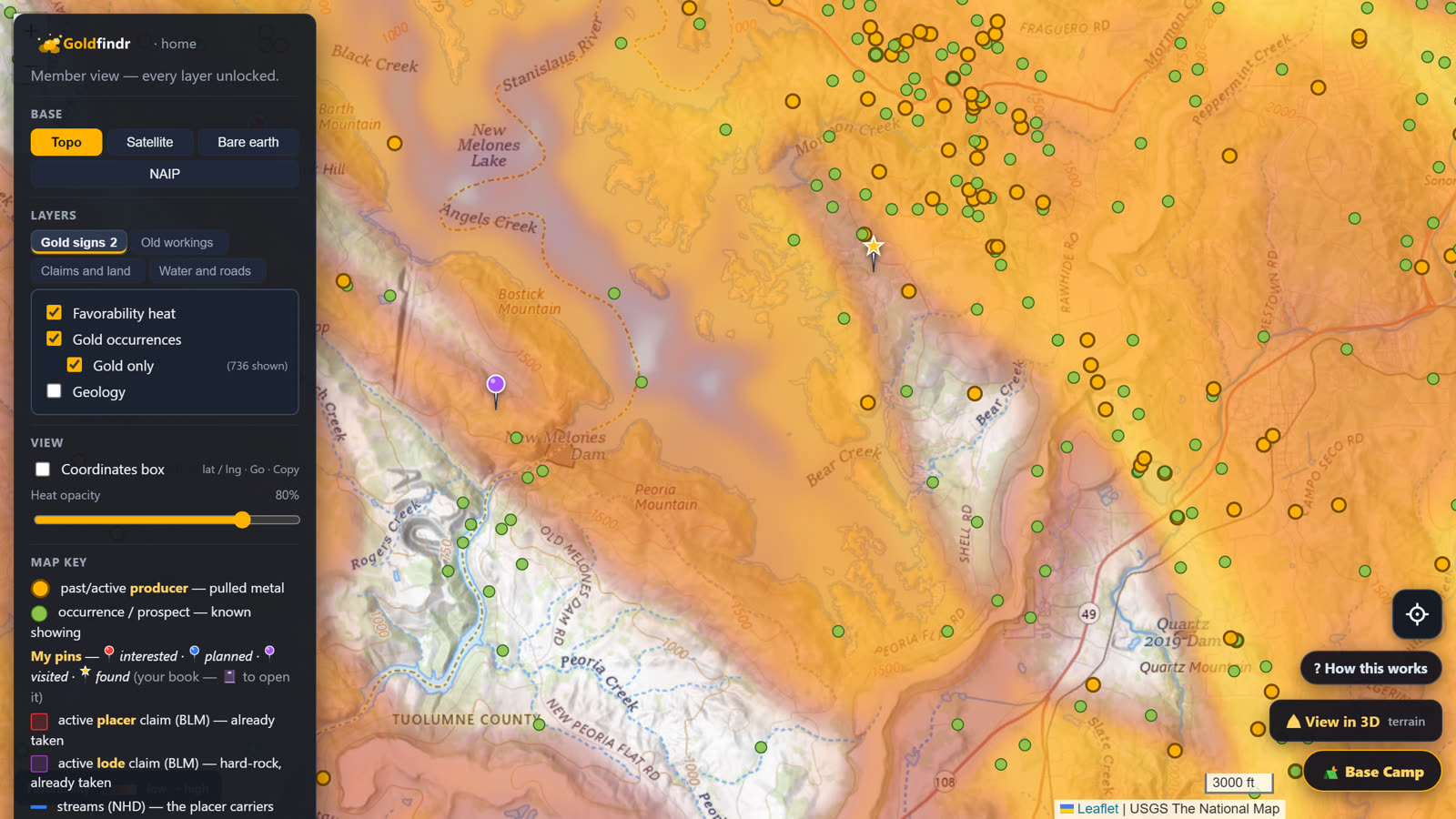 Zoomed in on a bright favorability lobe — hot ground and honestly cold ground in one view