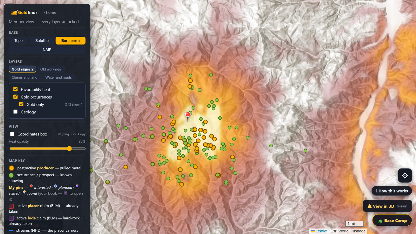 The same district on bare-earth LiDAR with the heat still glowing